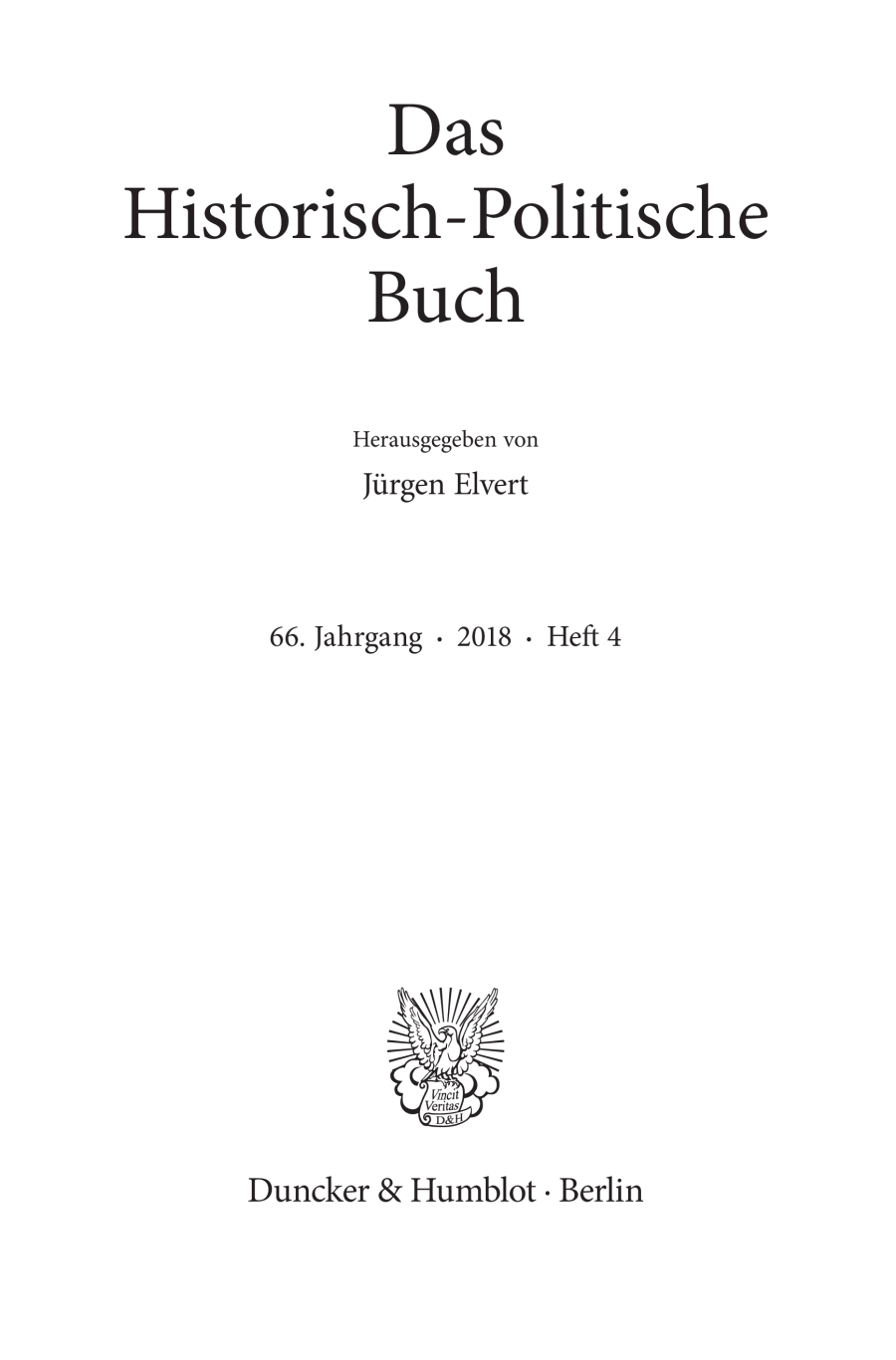 Jahresregister Heft 1-4/2018 66. Jahrgang 2018