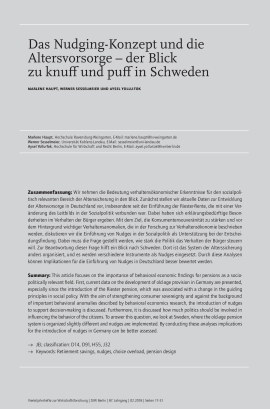 Das Nudging-Konzept und die Altersvorsorge – der Blick zu knuff und puff in Schweden