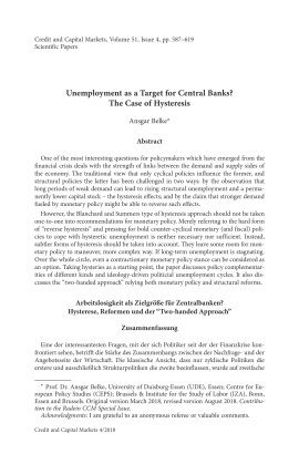 Unemployment as a Target for Central Banks? The Case of Hysteresis