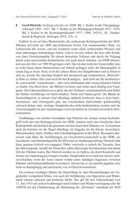 Gerd Dietrich: Kulturgeschichte der DDR. Bd. 1: Kultur in der Übergangsgesellschaft 1945–1957. Bd. 2: Kultur in der Bildungsgesellschaft 1957–1976. Bd. 3: Kultur in der Konsumgesellschaft 1977–1990