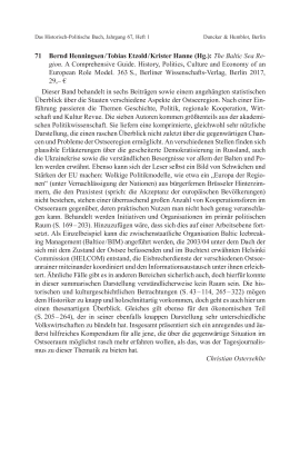 Bernd Henningsen / Tobias Etzold / Krister Hanne (Hg.): The Baltic Sea Region. A Comprehensive Guide. History, Politics, Culture and Economy of an European Role Model