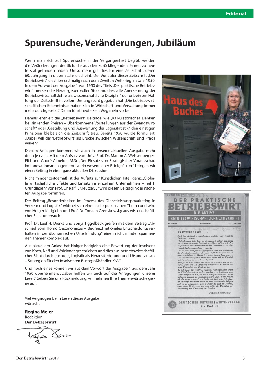 Editorial – Inhalt – Namen & Notizen – Aus den Hochschulen