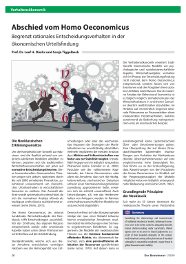 Abschied vom Homo Oeconomicus