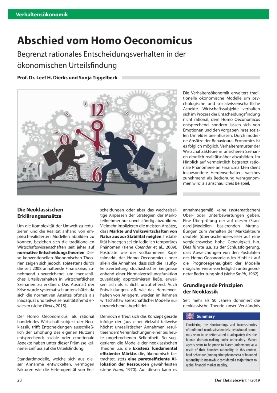 Abschied vom Homo Oeconomicus