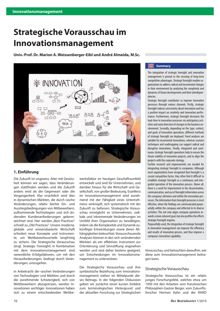 Strategische Vorausschau im Innovationsmanagement