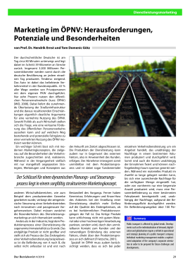 Marketing im ÖPNV: Herausforderungen, Potenziale und Besonderheiten