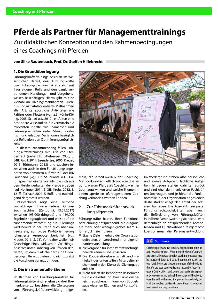 Pferde als Partner für Managementtrainings