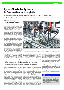 Cyber-Physische Systeme in Produktion und Logistik