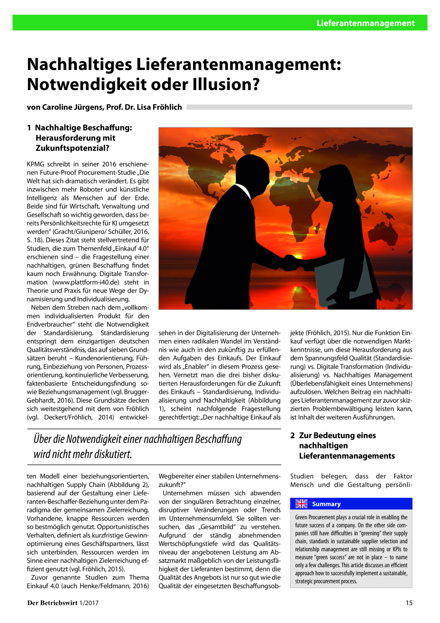 Nachhaltiges Lieferantenmanagement: Notwendigkeit oder Illusion?