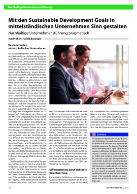 Mit den Sustainable Development Goals in mittelständischen Unternehmen Sinn gestalten