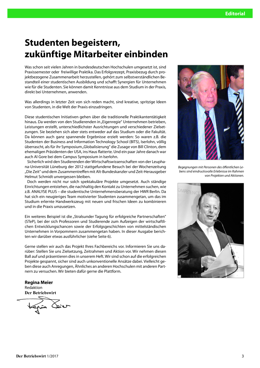 Editorial – Inhalt – Namen & Notizen – Aus den Hochschulen