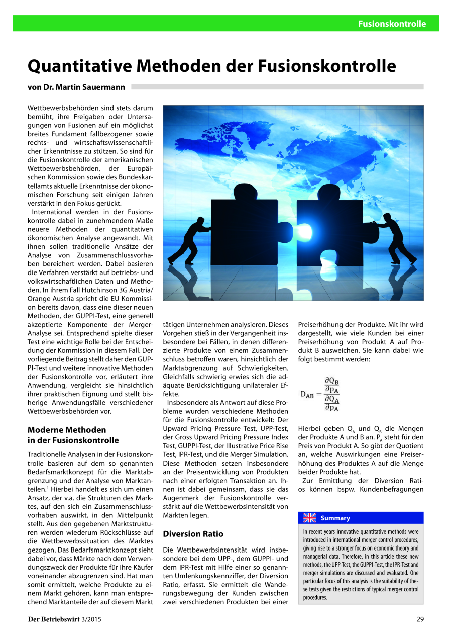 Quantitative Methoden der Fusionskontrolle