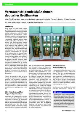 Vertrauensbildende Maßnahmen deutscher Großbanken
