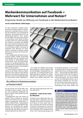 Markenkommunikation auf Facebook = Mehrwert für Unternehmen und Nutzer?