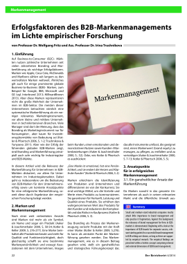 Erfolgsfaktoren des B2B-Markenmanagements im Lichte empirischer Forschung