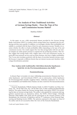 An Analysis of Non-Traditional Activities at German Savings Banks – Does the Type of Fee and Commission Income Matter?