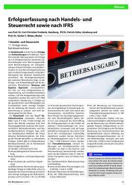 Erfolgserfassung nach Handels- und Steuerrecht sowie nach IFRS