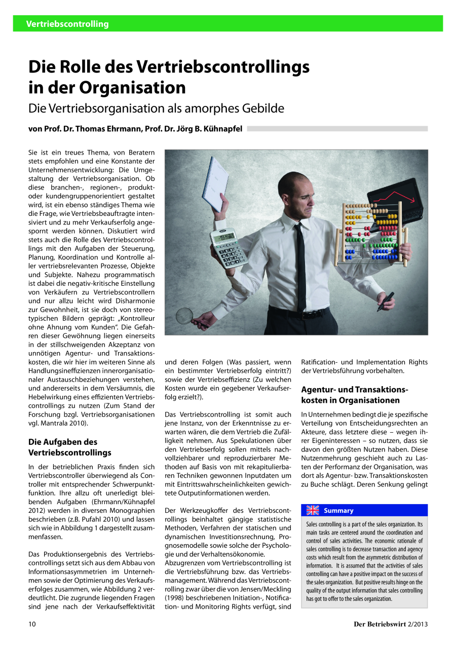 Die Rolle des Vertriebscontrollings in der Organisation