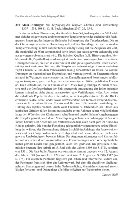 Alain Demurger: Die Verfolgung der Templer. Chronik einer Vernichtung 1307 – 1314