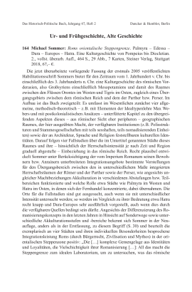 Michael Sommer: Roms orientalische Steppengrenze. Palmyra – Edessa – Dura – Europos – Hatra. Eine Kulturgeschichte von Pompeius bis Diocletian