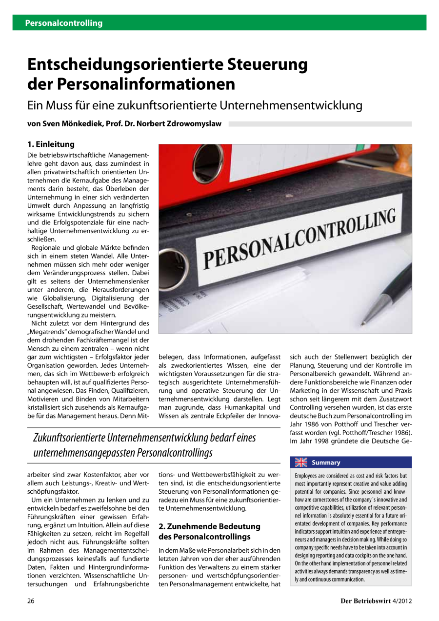 Entscheidungsorientierte Steuerung der Personalinformationen