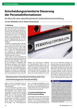 Entscheidungsorientierte Steuerung der Personalinformationen
