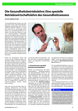 Die Gesundheitsbetriebslehre: Eine spezielle Betriebswirtschaftslehre des Gesundheitswesens