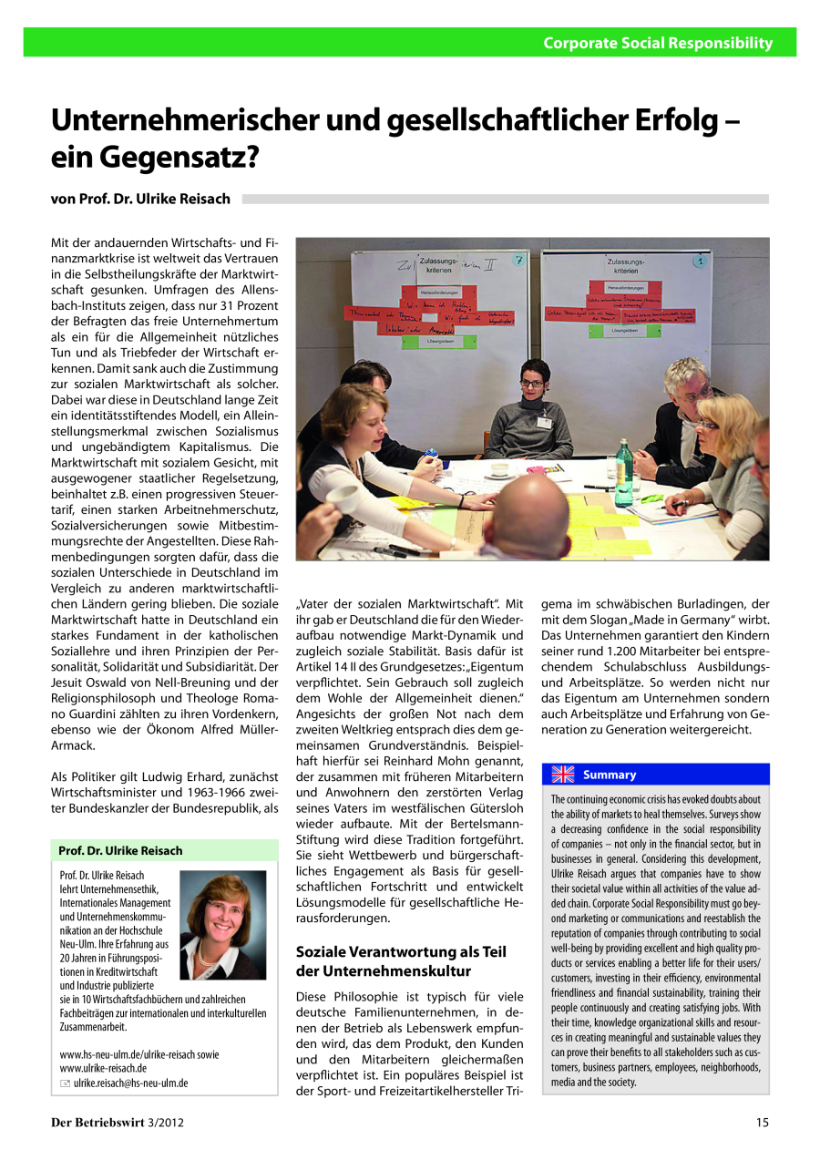 Unternehmerischer und gesellschaftlicher Erfolg – ein Gegensatz?