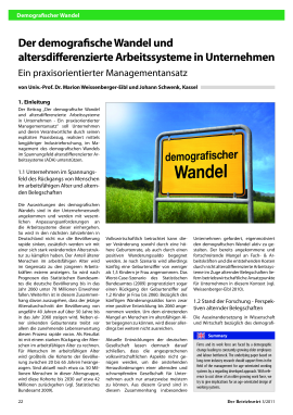 Der demografische Wandel und altersdifferenzierte Arbeitssysteme in Unternehmen