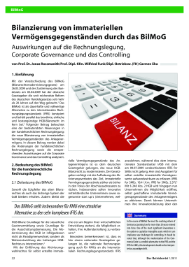 Bilanzierung von immateriellen Vermögensgegenständen durch das BilMoG