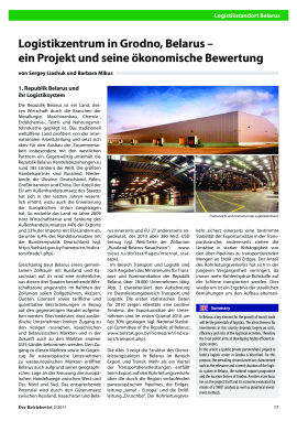 Logistikzentrum in Grodno, Belarus – ein Projekt und seine ökonomische Bewertung