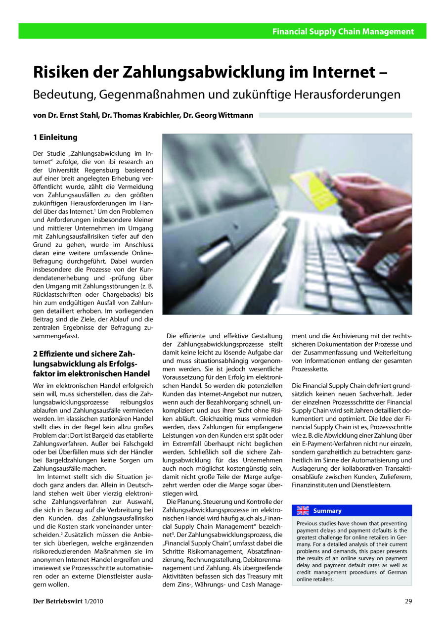 Risiken der Zahlungsabwicklung im Internet