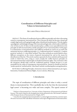 Coordination of Different Principles and Values in International Law