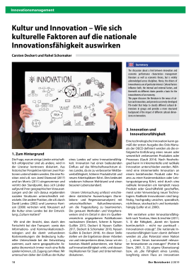Kultur und Innovation – Wie sich kulturelle Faktoren auf die nationale Innovationsfähigkeit auswirken