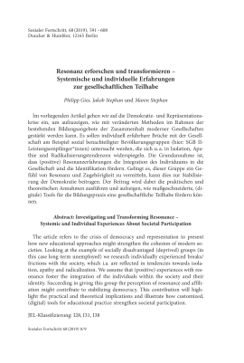 Resonanz erforschen und transformieren – Systemische und individuelle Erfahrungen zur gesellschaftlichen Teilhabe