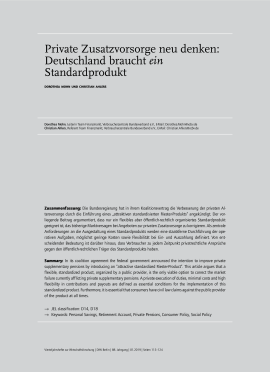Private Zusatzvorsorge neu denken: Deutschland braucht ein Standardprodukt