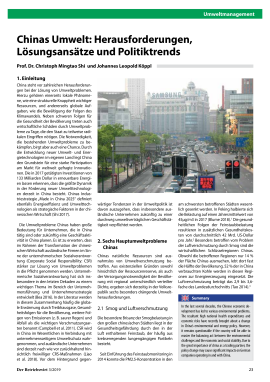 Chinas Umwelt: Herausforderungen, Lösungsansätze und Politiktrends
