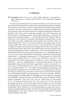 Eutropius: Breviarium ab urbe condita. Ediert, übersetzt u. kommentiert v. Bruno Bleckmann u. Jonathan Groß