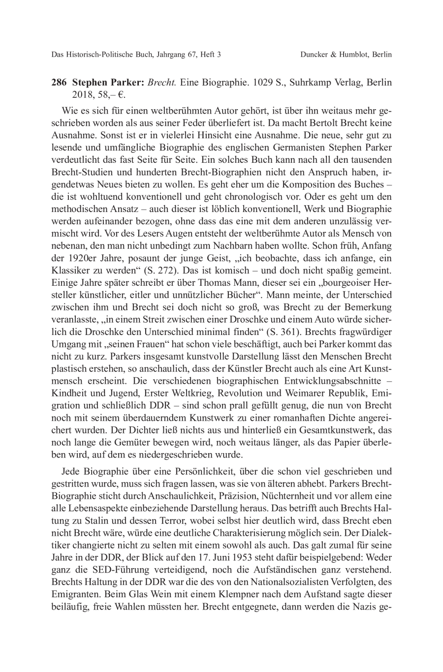 Stephen Parker: Brecht. Eine Biographie