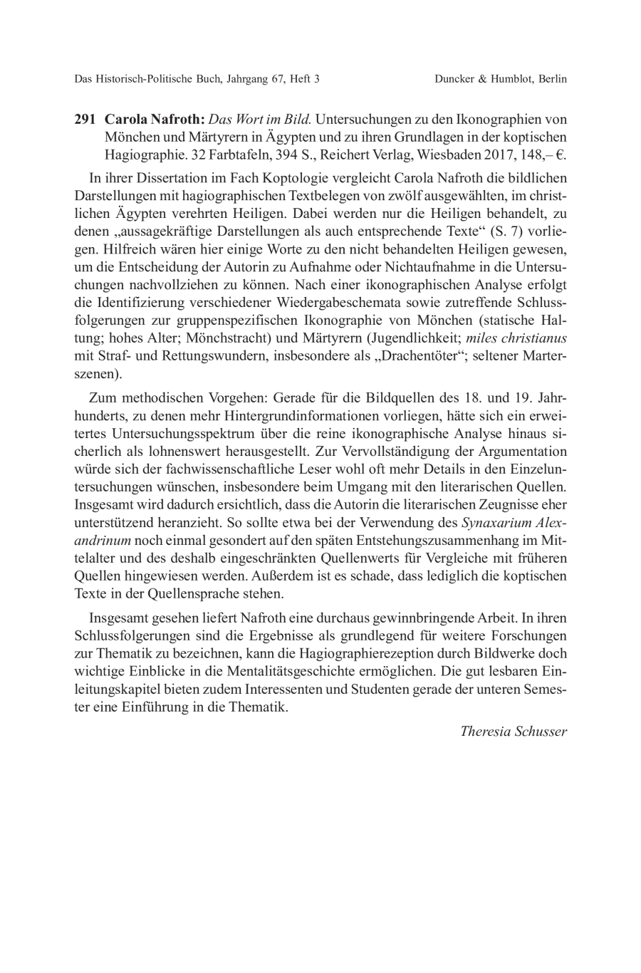 Carola Nafroth: Das Wort im Bild. Untersuchungen zu den Ikonographien von Mönchen und Märtyrern in Ägypten und zu ihren Grundlagen in der koptischen Hagiographie