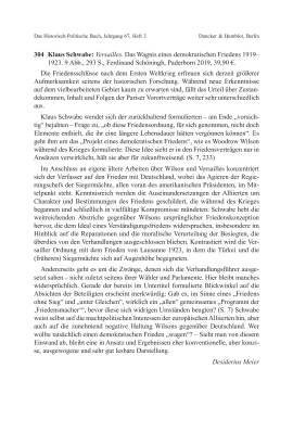 Klaus Schwabe: Versailles. Das Wagnis eines demokratischen Friedens 1919–1923