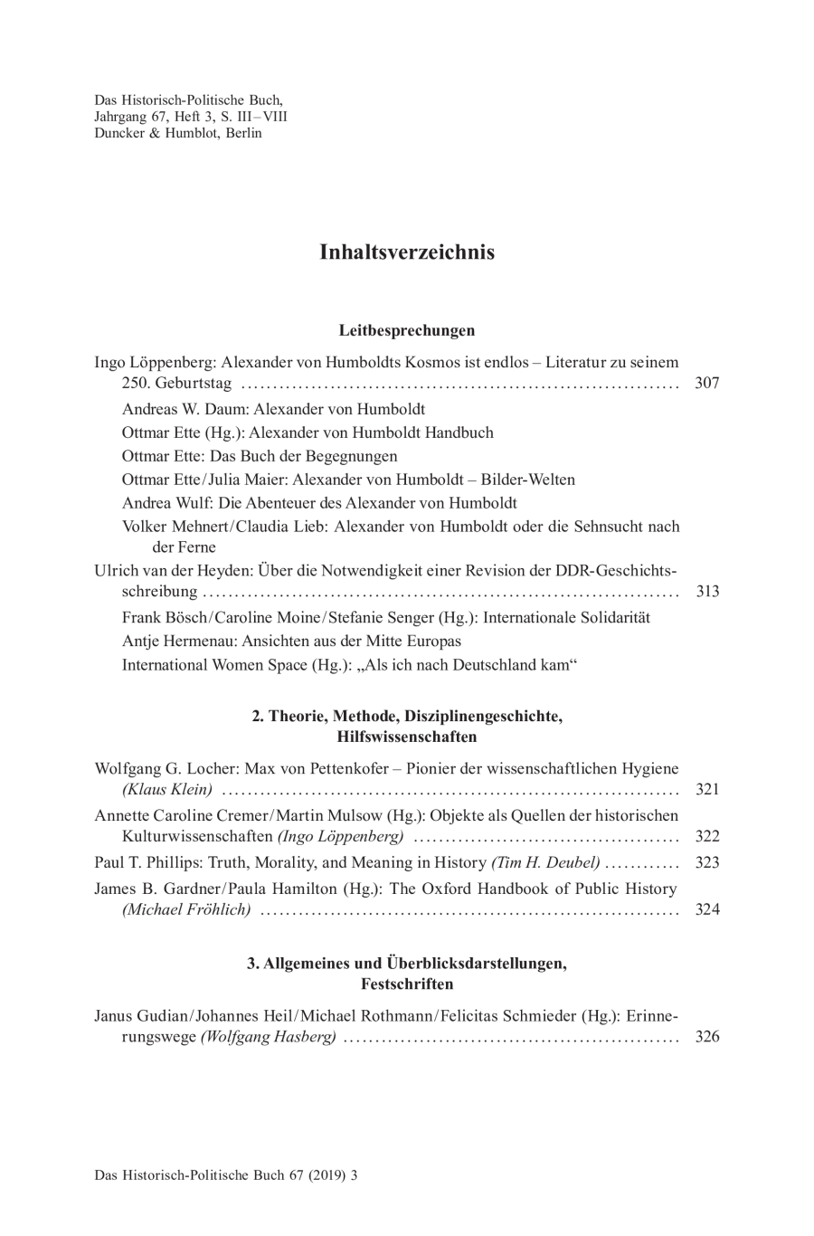 Inhaltsverzeichnis