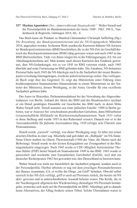 Markus Apostolow: Der „immerwährende Staatssekretär“. Walter Strauß und die Personalpolitik im Bundesministerium der Justiz 1949–1963