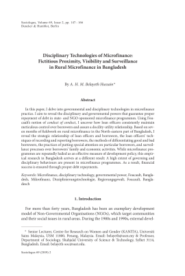 Disciplinary Technologies of Microfinance: Fictitious Proximity, Visibility and Surveillance in Rural Microfinance in Bangladesh