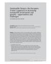Sustainable finance: the European Union’s approach to increasing sustainable investments and growth – opportunities and challenges