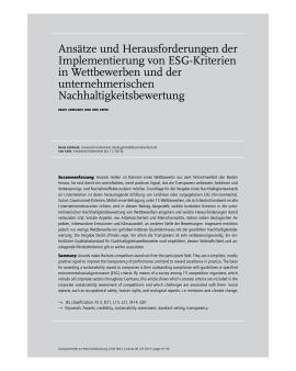Ansätze und Herausforderungen der Implementierung von ESG-Kriterien in Wettbewerben und der unternehmerischen Nachhaltigkeitsbewertung