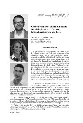 Chancenorientierte unternehmerische Nachhaltigkeit als Treiber der Internationalisierung von KMU