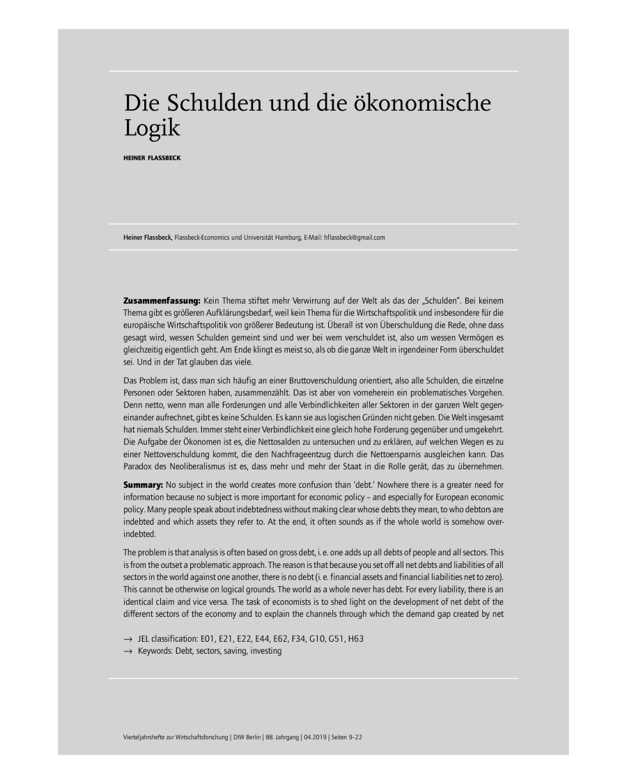 Die Schulden und die ökonomische Logik