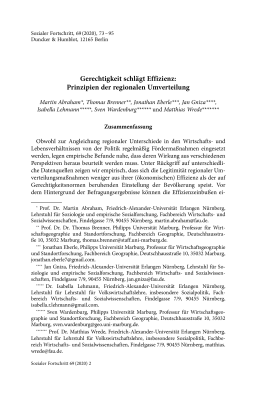 Gerechtigkeit schlägt Effizienz: Prinzipien der regionalen Umverteilung