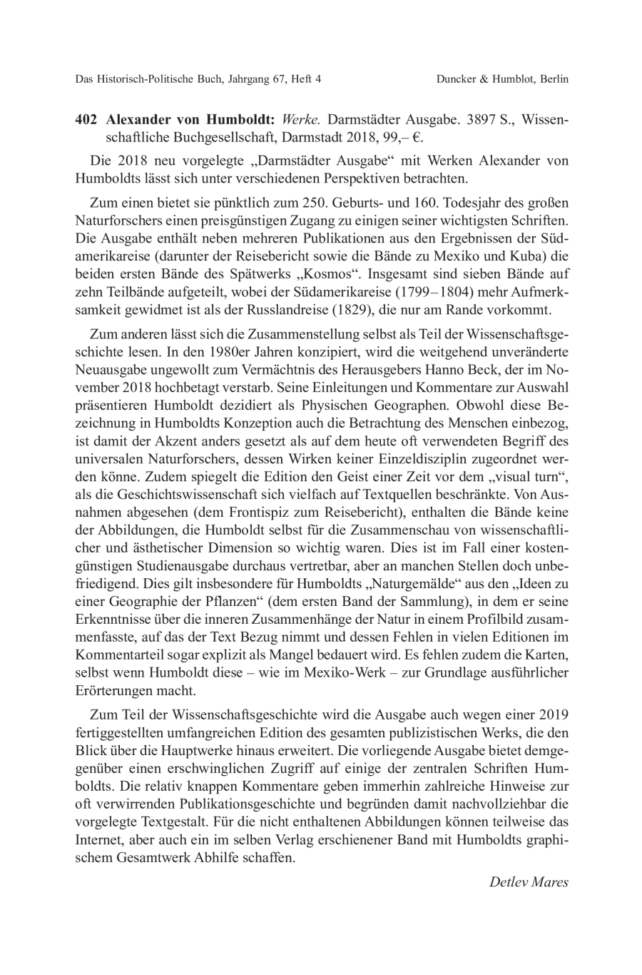 Alexander von Humboldt: Werke.